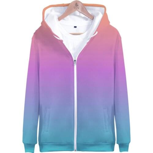 Kpop 2020 Zipper Hoodies Men Sweatshirts Custom Colorful Gradient Winter Top Coats Hooded Boy / Girls Color Casual Full Solid
