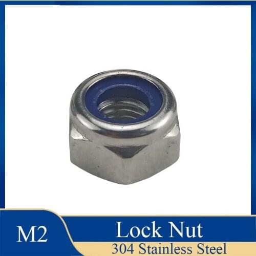 【M2】DIN985 304 Stainless Steel Nylon Self-locking Hex Nuts Locknut Slip Lock Nut