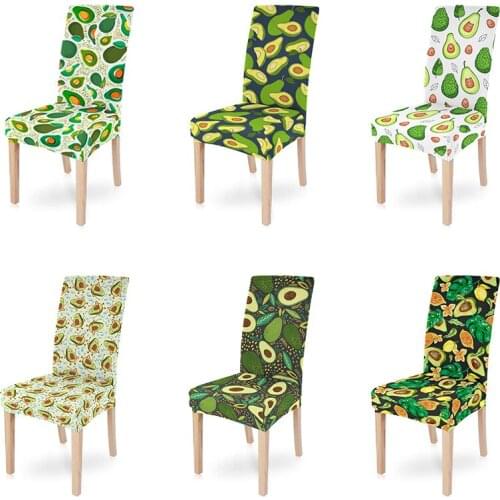 Cartoon Green Avocado Elastic Chair Cover Spandex Stretch Dining Office Seat Covers For Wedding Banquet Living Room