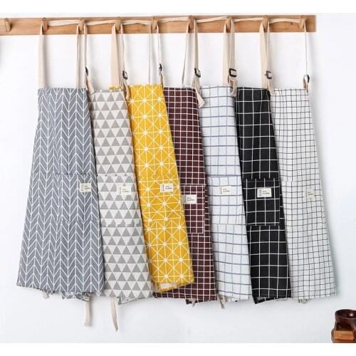 New Hot Fashion Lady Women Men Adjustable Cotton Linen High-grade Kitchen Apron For Cooking Baking Restaurant