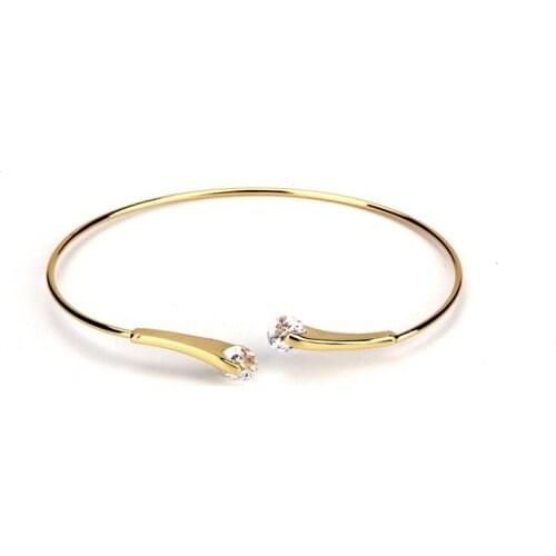 2019 New Arrival Jewelry Charm Copper Plated Gold Bangle With Crystal Women Bangles Pulseras Mujer Girls Gift Bijoux