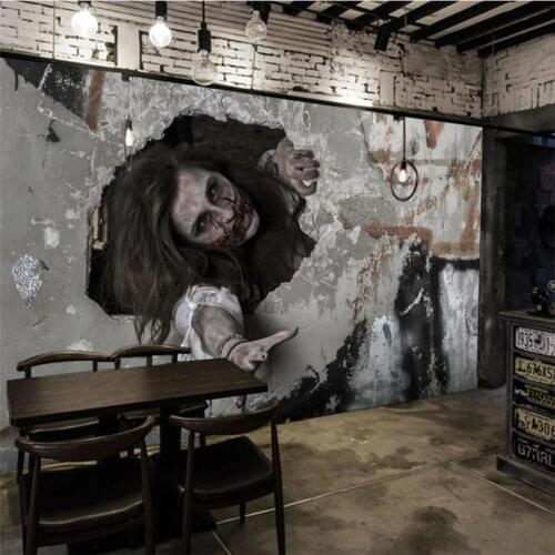 Beibehang Custom Wallpaper 3d Photo Mural Mysterious Horror Hare House Theme Space KTV Bar Background Wall paper papel de parede
