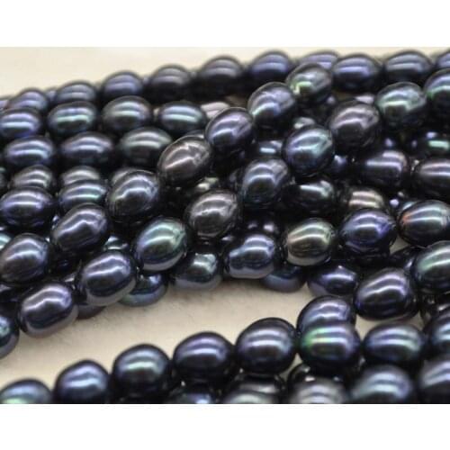 Wholesale 3 strands blue black rice freshwater pearl 9-10mm or 10-11mm