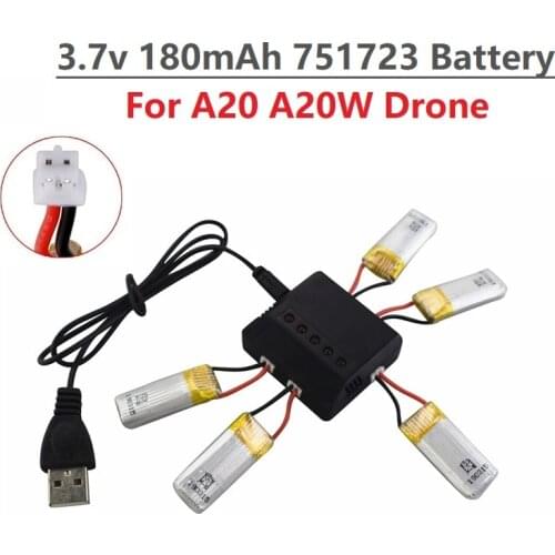Original 3.7V 180mAh Lipo Battery Charger Sets For A20 A20W Four-axis Drone RC Quadcopter Spare Parts For A20 A20W Drone Battery