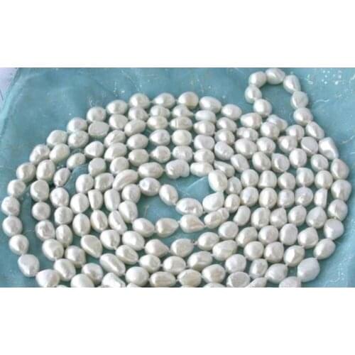 NEW long 46" 7-8mm baroque white freshwater pearl necklace AAA