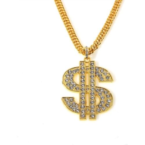 Hot Selling Hip-Hop Personality Trendy Brand Necklace Dollar Sign Pendant Necklace Nightclub Party Accessories Wholesale