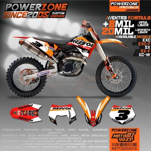 PowerZone Custom Team Graphics Backgrounds Decals 3M Stickers Kit For KTM SX SXF MX EXC XCW Enduro 125cc to 500cc 2007-2011 016