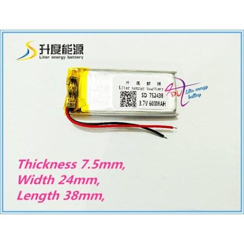 Tablet battery Polymer 752438 medical devices can be security door bell emergency lamp Bluetooth lithium battery factory direct