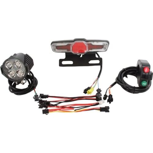 RisunMotor 12-80V 12W 300 LM LED Front Light with Built-in Horn 36-60V 5W Rear Light with Brake Turn Function+Switch For ebike