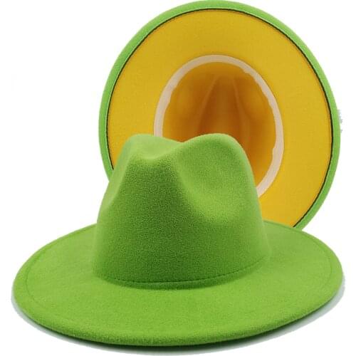 Mixed color jazz hat Women Felt Fedora Hat cowboy hat winter mens hat stitching red and black wool bowler hat wholesale