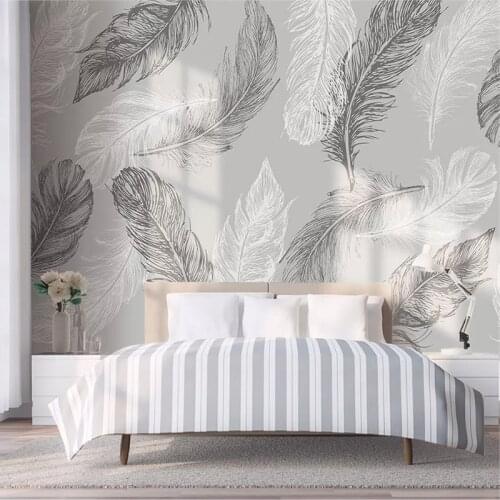 Modern Simple Hand-painted Feather Mural Wallpaper 3D Living Room Bedroom Art Wall Paper Nordic Style Home Decor Papel De Parede