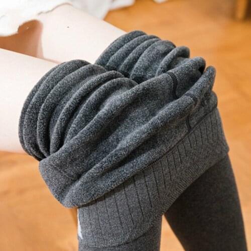 Warm Thick Velvet Wool Fleece Trousers High Waist Leggings Women Winter Leggings Women Cashmere Pants for Women Leggings