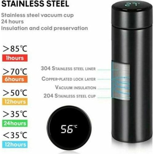 500ml Smart Water Bottle Digital Led Temperature Display Steel Coffee Thermal Mugs Cups Intelligent Insulation