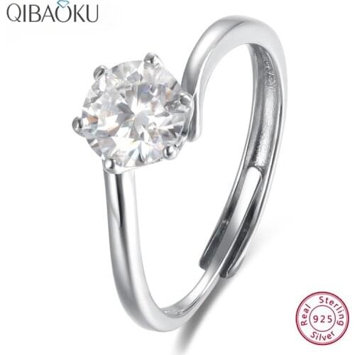 100% 925 Sterling Silver Open Adjustable Ring Moissanite Finger Rings Fine Jewelry for Women Wedding Engagement Ring