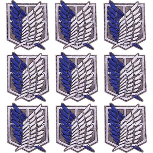 10pcs/pack attack on titan Patches On Clothes Iron on Embroidered Patches Japan Anime Patch DIY Applique Stripes wholesale Patch