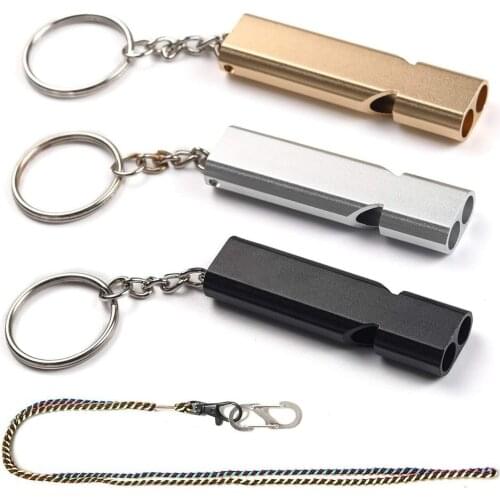 120 Decibels Outdoor Keychain Whistle Cheerleading Whistle Aluminum Alloy Emergency Survival Whistle Multifunction Tools