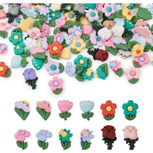 120pcs Mixed Flower Resin Cabochon Scrapbook DIY Embellishment Accessories Handmade Hairpin Earring Jewelry Making Findings