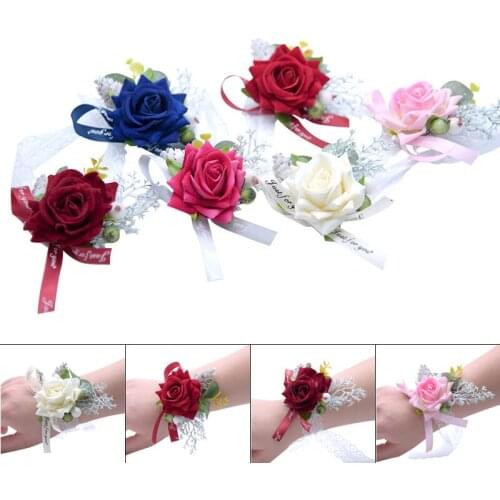 2 Pieces Bridesmaid Gentle As You Brooches Wrist Flower Flannel Simulation Flower for Wedding Prom Newly 30