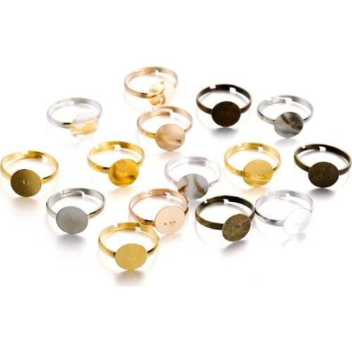 20Pcs/lot 10mm Metal Plating Adjustable Blank Rings Setting For DIY Handmade Ring Jewelry Making Finding Supplies Accessories