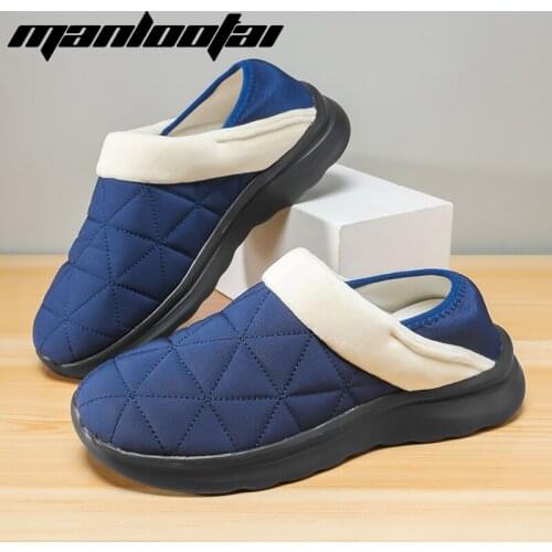 2021 Couples Home Slippers Men Plush Cotton Shoe Women Slippers Winter Warm Waterproof Non-Slip Indoor Ladies Thick Bottom Shoes