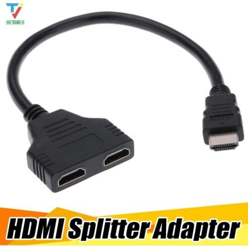30pcs/lot HDMI 1 Male To Dual HDMI 2 Female Y Splitter Cable Adapter HD LED LCD TV