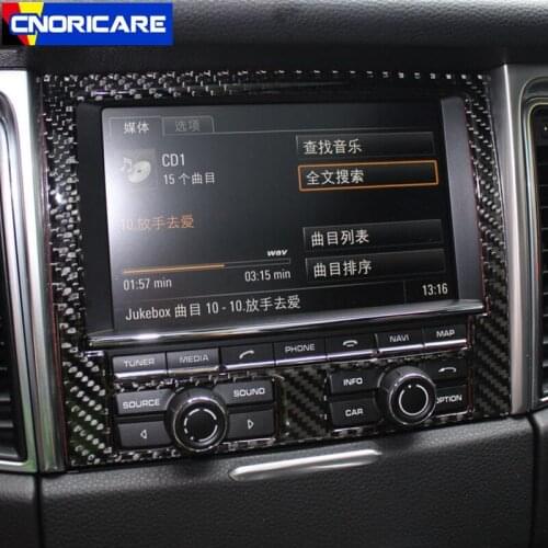 Car Carbon Fiber Central Navigation Screen Frame Decoration Sticker Trim For Porsche Macan 2015-18 Interior Modified Decals