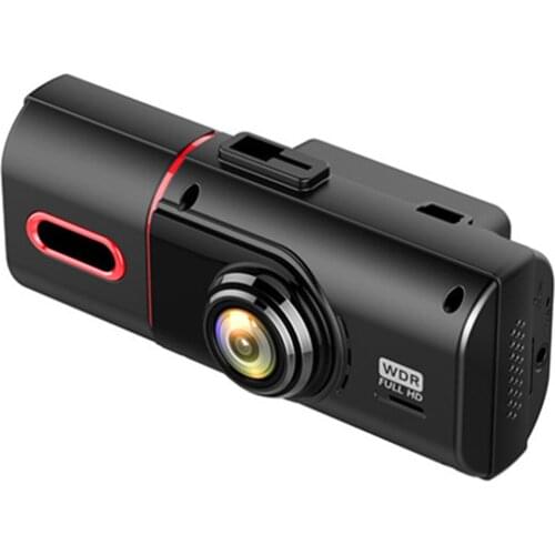 KG350 5V Car Dash Cam HD 1280P Dual Camera Front Inside GPS Function Driving Video Recorder With Night Vision Black