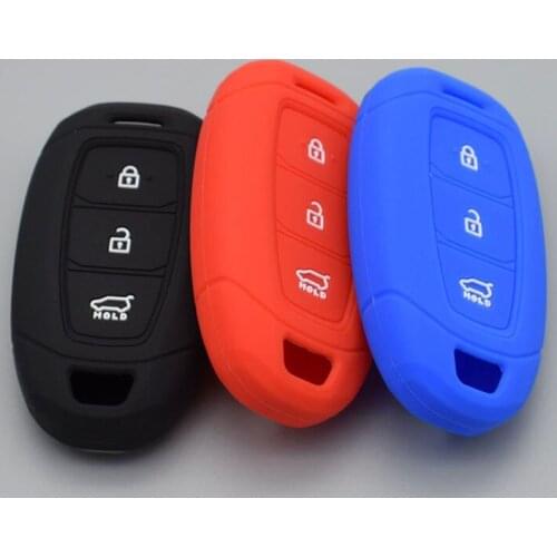 10 units Silicone rubber car key case cover for hyundai 2017 i30 ix35 solaris Azera ELANTRA GRANDEUR IG 3 button key shell