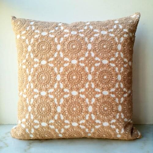 Light Coffee Cushion Cover Lace floral Circle Embroidery Pillow Case with For Sofa Bed Simple Home Decorative 45x45cm Sofa Bed