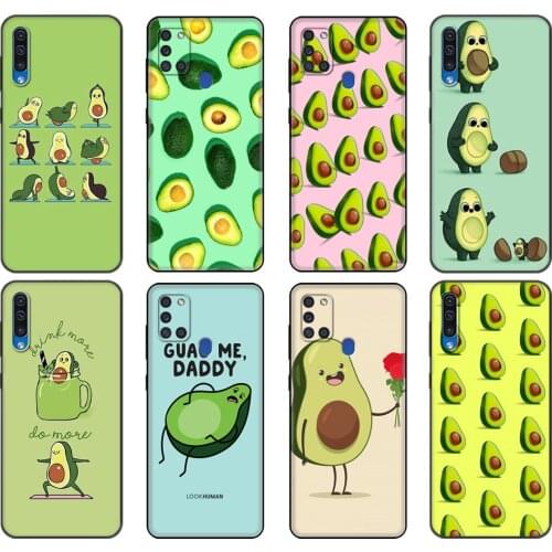 Black tpu Case For Samsung Galaxy A50 50S A30S A10 A01 A11 A21S A31 A41 A51 A71 M21 M30S S10 LITE Cover Green avocado