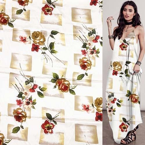 Sketch floral and geometric design silk Crepe DE chine fabric rose design,SSC338