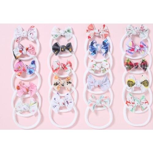 2020 New Baby Girl Headband Small Summer Printed Bow Turban Hair Bands for Children Girls Elastic Headwrap Hair Accessories