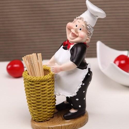 European Resin Chef Toothpick Bucket Simple Home Restaurant Toothpick Pot Living Room Dining Table Character Statue Decoration