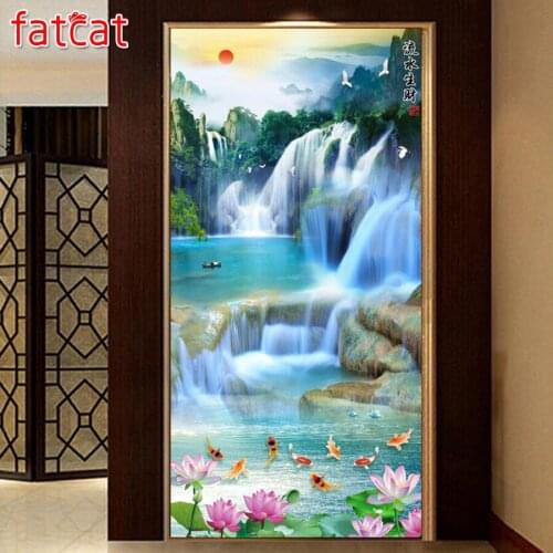 FATCAT Landscape waterfall Large Diy Diamond Painting Full square round drill 5d Diamond Embroidery Mosaic Needlework AE2109