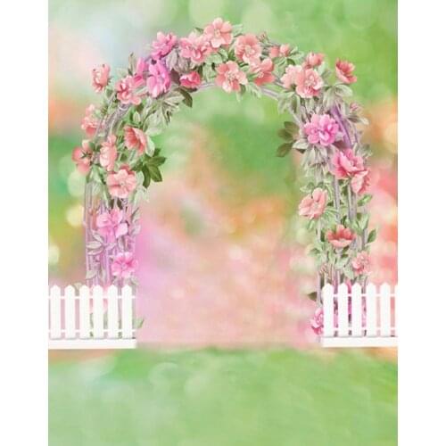 5x7ft Pink Flowers Lawn Photography Backdrops Photo Props Studio Background