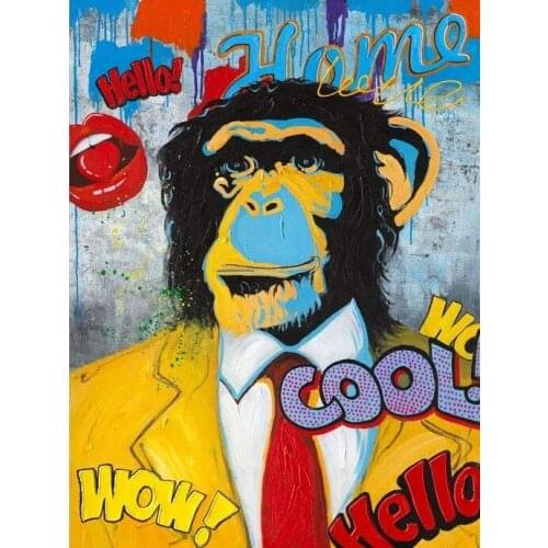 JMINE Div 5D Monkey Graffiti Full Diamond Painting cross stitch kits art High Quality Animal 3D paint by diamonds
