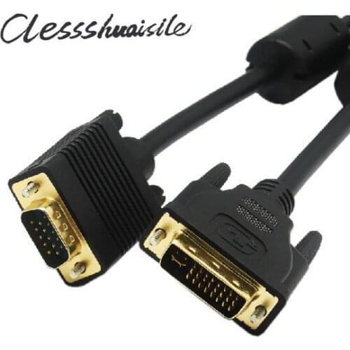 DVI-I (24+5) DVI To VGA D-SUB 15PIN Male to Male Adapter Connector Cable 0.25m / 1.5m / 3m / 5m For Discrete Graphics to Display