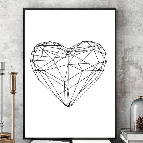 Geometric Heart Shape Canvas Art Print Painting Poster, Wall Pictures for Home Decoration, Wall Art Decor No Frame