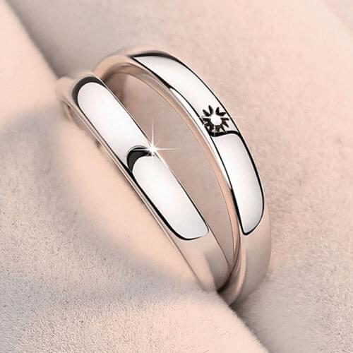 Sun Moon sterling silver rings Couple Rings Open Adjustable Ring Eachother Wedding Jewlery Ring Lover Friends Gift Women Men