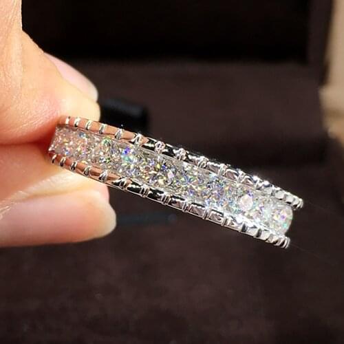 14K Au585 White Gold Men Ring Moissanite Diamonds Round Elegant Wedding Party Engagement Anniversary Ring Unisex Trendy Romantic