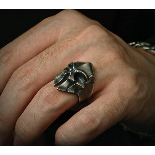 Stainless Steel Men Rings Helmet Warrior Skull Punk Rock Gothic for Biker Male Boy Jewelry Creativity Gift Wholesale