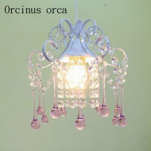 Korean blue pink creative crystal chandelier bedroom aisle restaurant European style simple personality three Chandelier