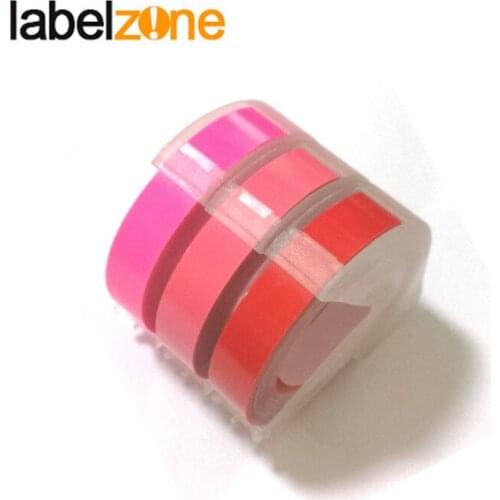 Red Pink 3D Embossing Label Tapes Compatible Dymo 1610 12965 1880 Manual Label Printers for Motex E101 Label Makers