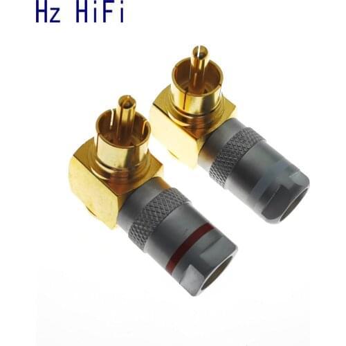 High quality Red White 90 Degree Brass RCA Right Angle MaleGold Plated Connector Adapters Connectors