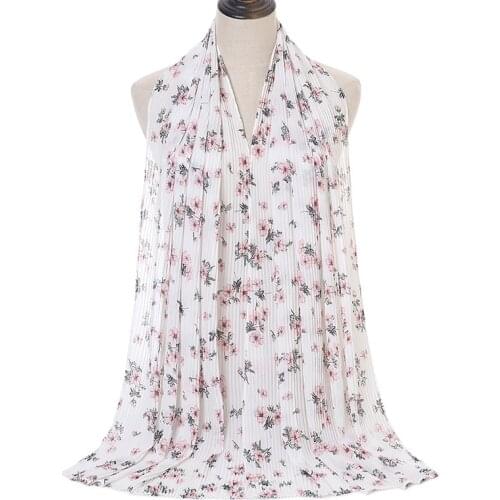 14 Colors Fashion Bubble Chiffon Instant Hijab Women Small Polka Floral Ripple Shawl Wrap Pashmina Stole Muslim Snood 180*70cm