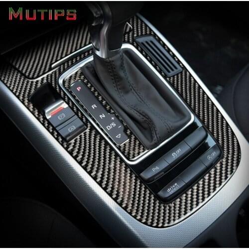 Mutips For Audi A4 B8 A5 Q5 accessories Carbon Fiber Car Center Console Gear Shift Panel Decorative Sticker trim Cover 2009-2017