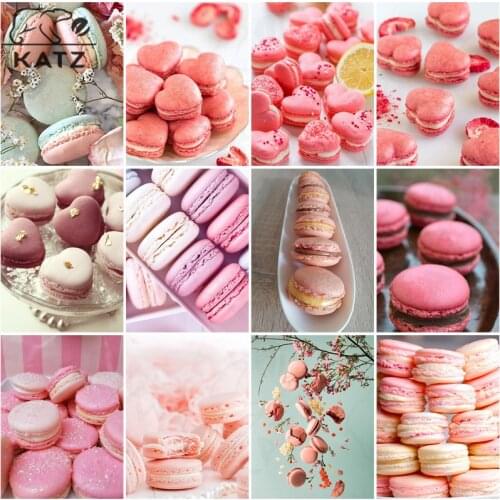 Pink Macaron Diamond Painting Korean Embroidery Crossing Diy Afternoon Tea Mosaic Art Gift Cross Stitch Home Decoration