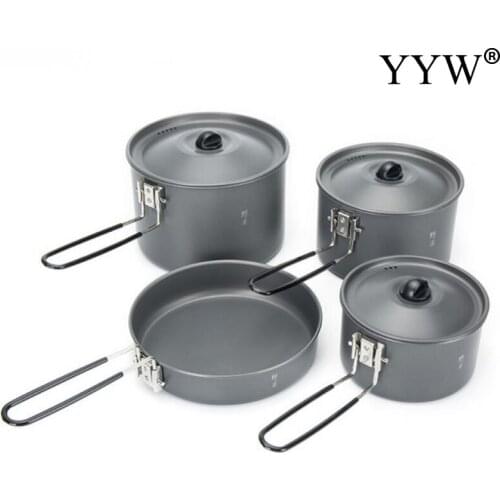 Camping Cookware Kit Outdoor Aluminum Cooking Set Travelling Hiking Picnic Bbq Picnic Tableware Equipment Water Kettle Pan Pot