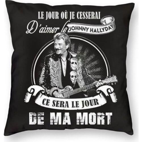 Johnny Hallyday French Singer Cushion Cover Printing Heavy Metal Rock Floor Pillow Case for Sofa Fashion Pillowcase Home Decor