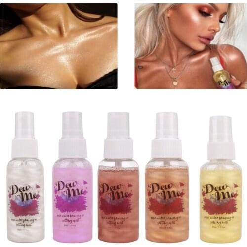 New Highlighter Liquid Setting Spray Waterproof Face Shimmer Long-lasting Brighten Glow Rose Gold Highlight Makeup